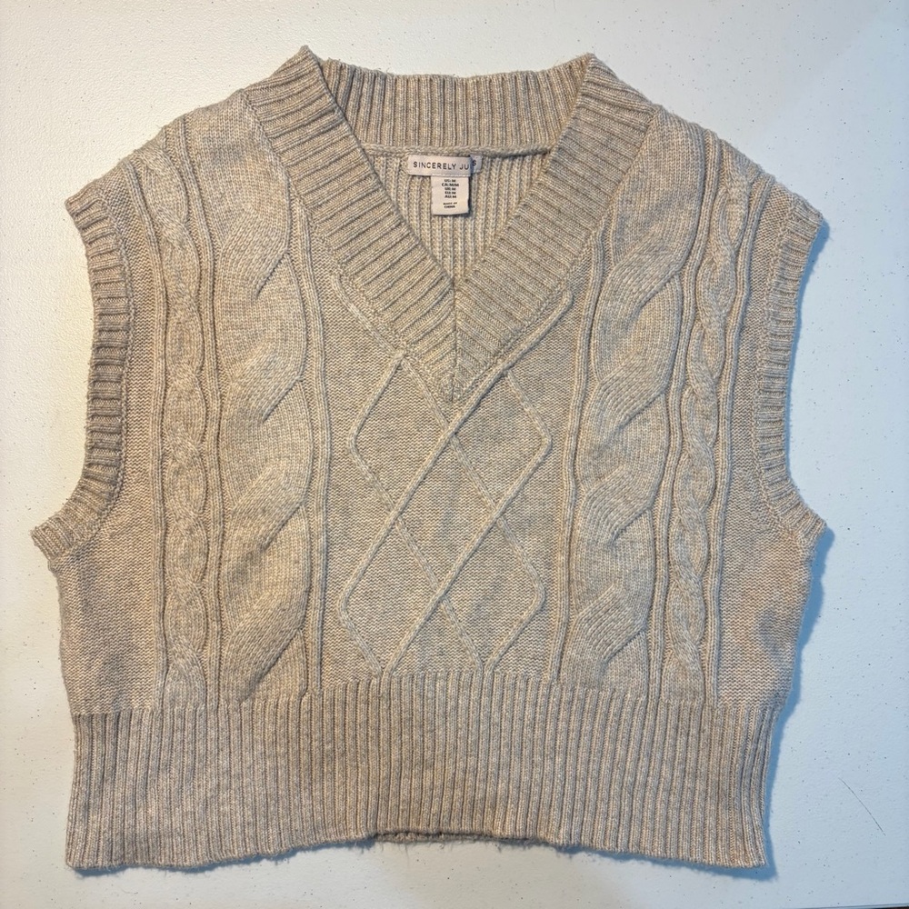 Sincerely Jules V-Neck Cable Knit Sweater Vest